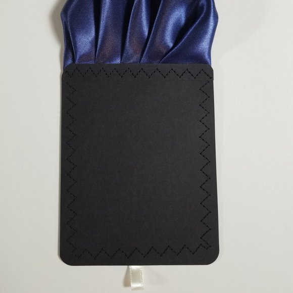 Dark Blue Satin Pre-Folded Pocket Square Insert - Picture 5 of 5